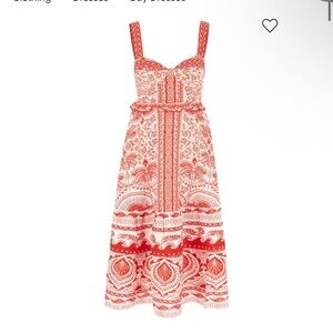 FARM Rio Vibrant River Ride Red Midi dress NWT xs